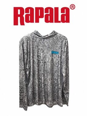 Rapala Hooded Performance Shirt – Grey Water Camo Print size L